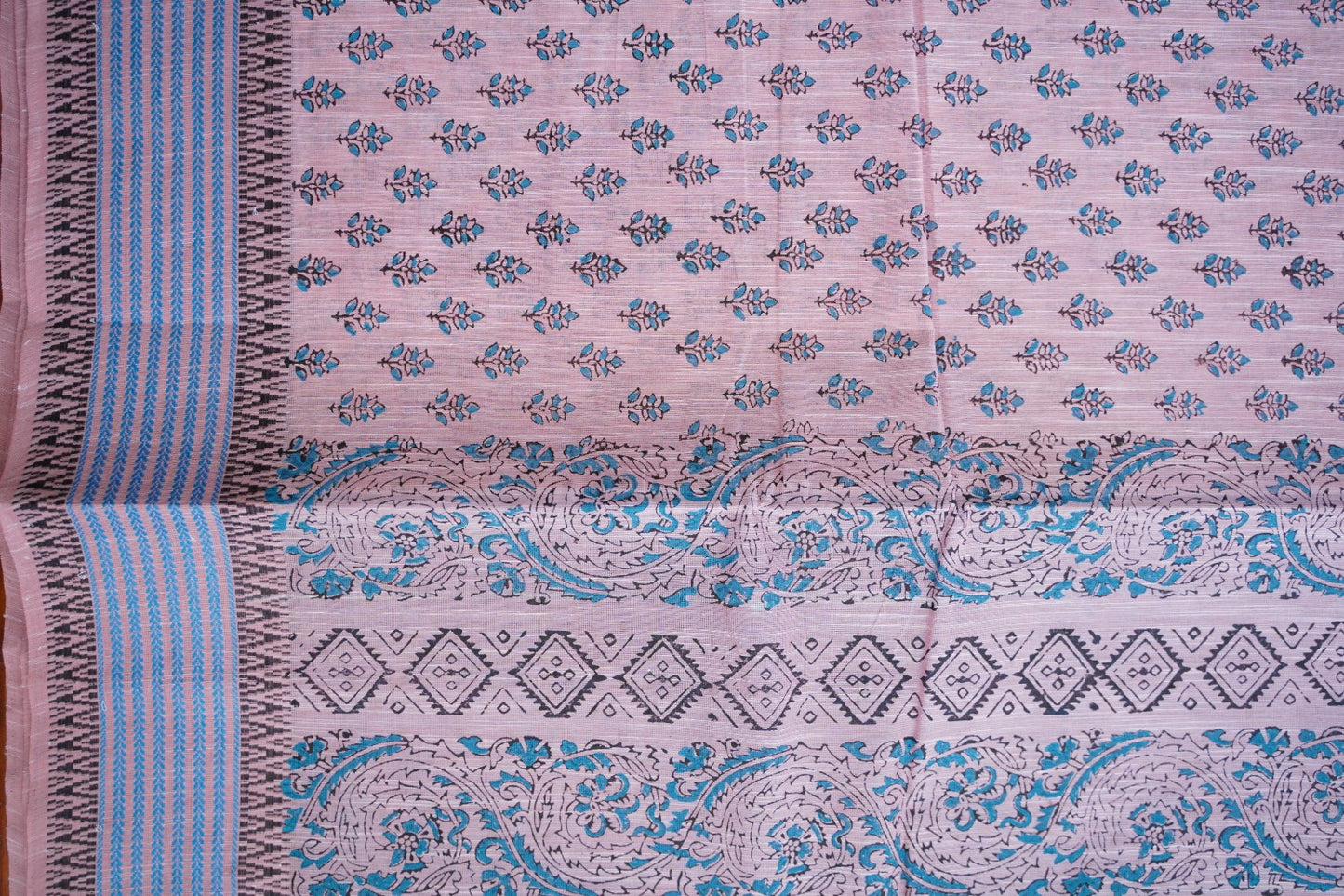 Block Printed Chettinad Cotton Saree PC15424