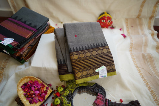 Grey Chettinad handloom Cotton Saree PC11516