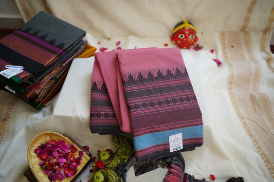 Chettinad handloom Cotton Saree With Thread Border  PC10300