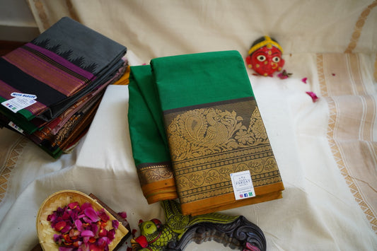 Chettinad handloom Cotton Saree With Jari Border PC9946