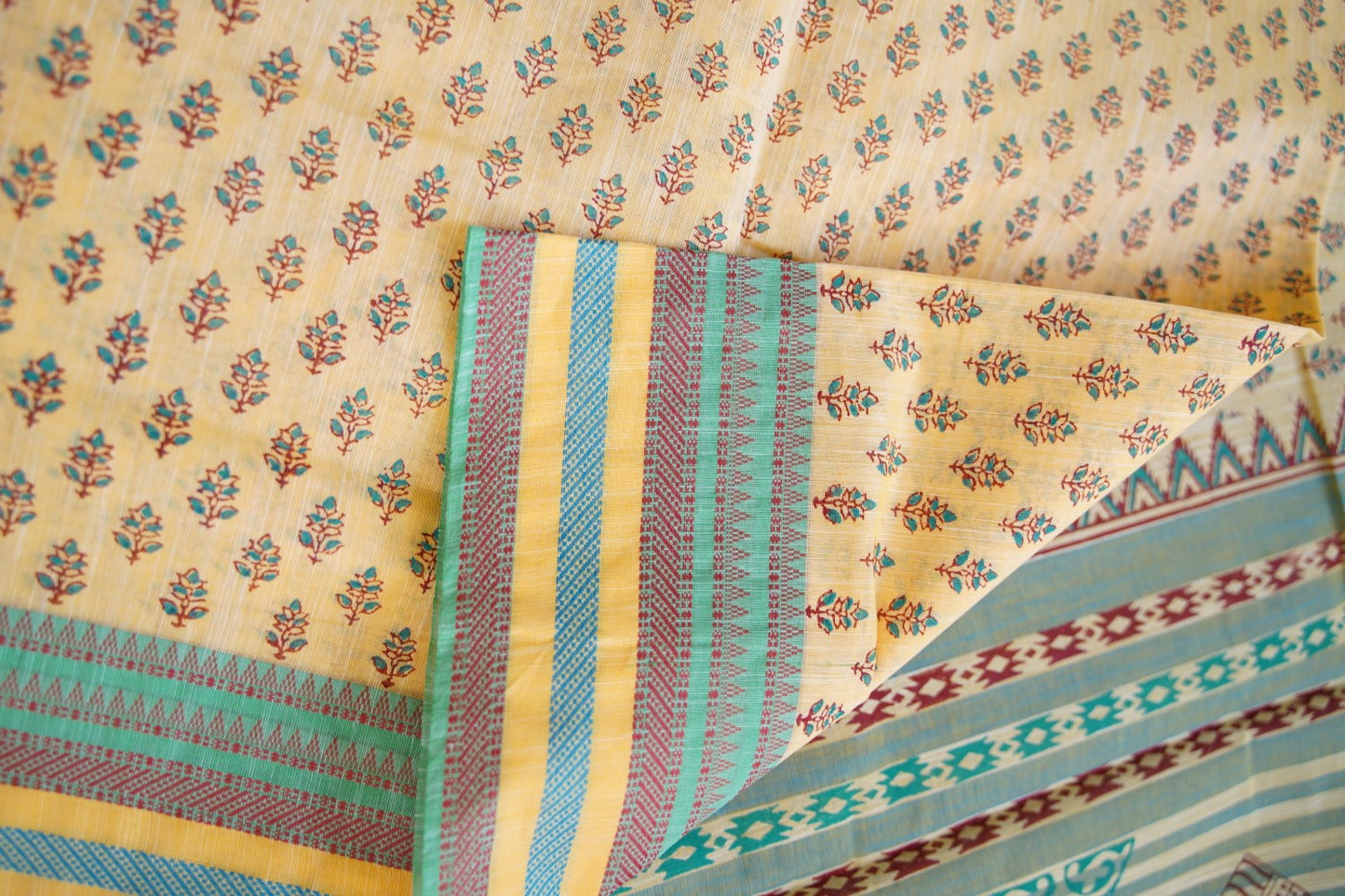 Block Printed Chettinad Cotton Saree PC15430