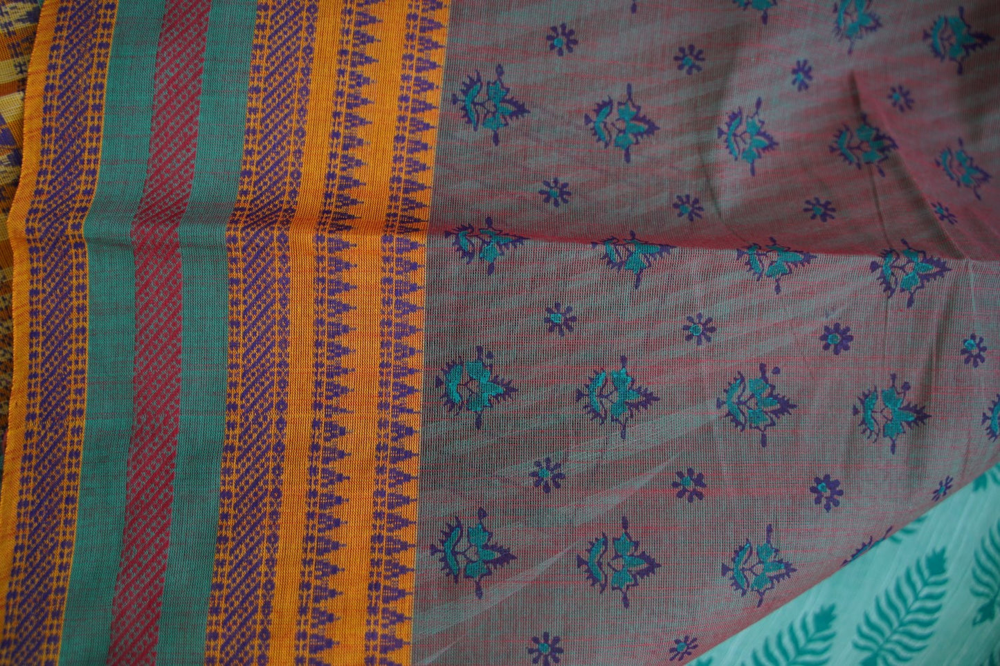 Block Printed Chettinad Cotton Saree PC15431