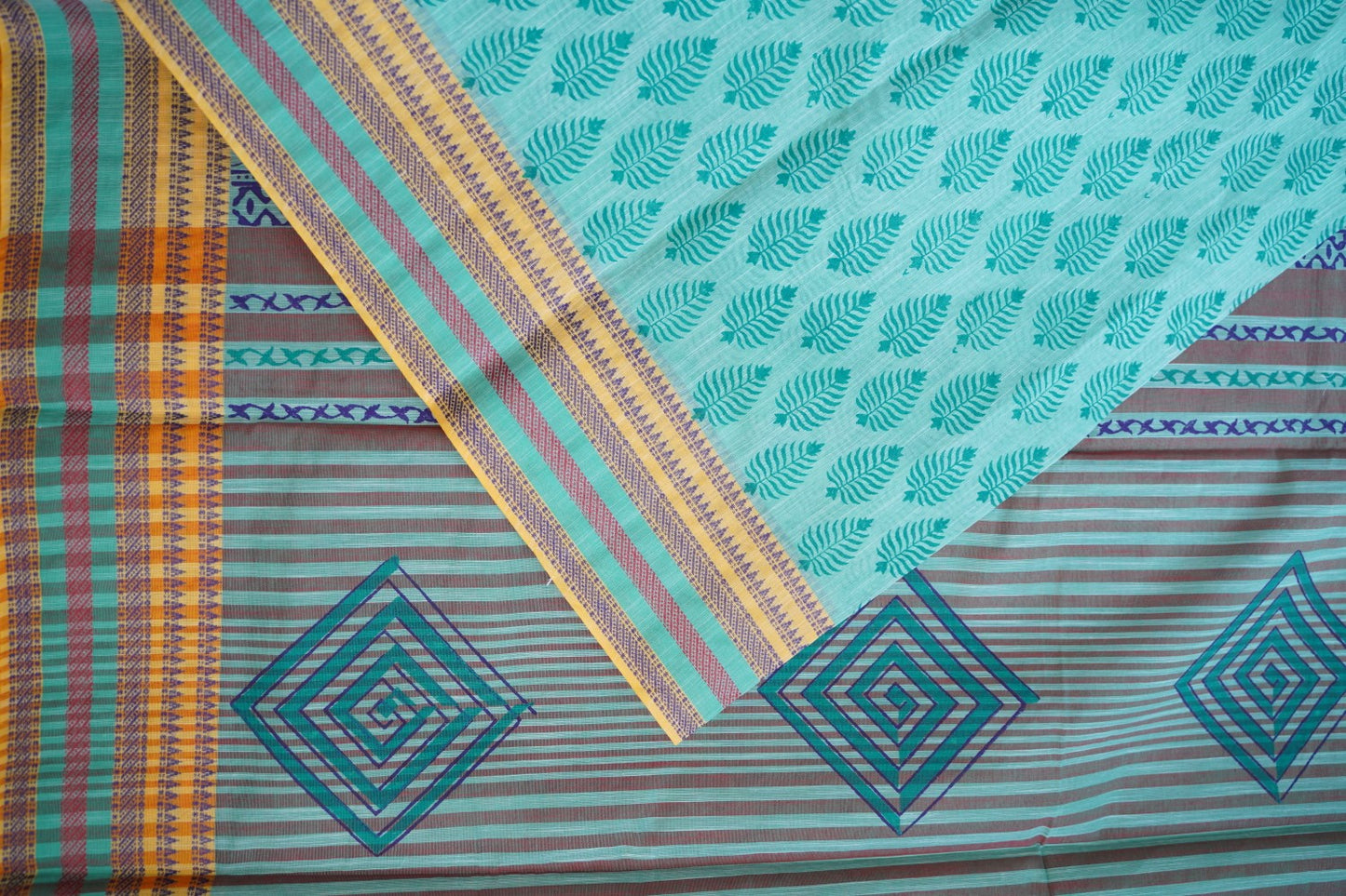 Block Printed Chettinad Cotton Saree PC15431
