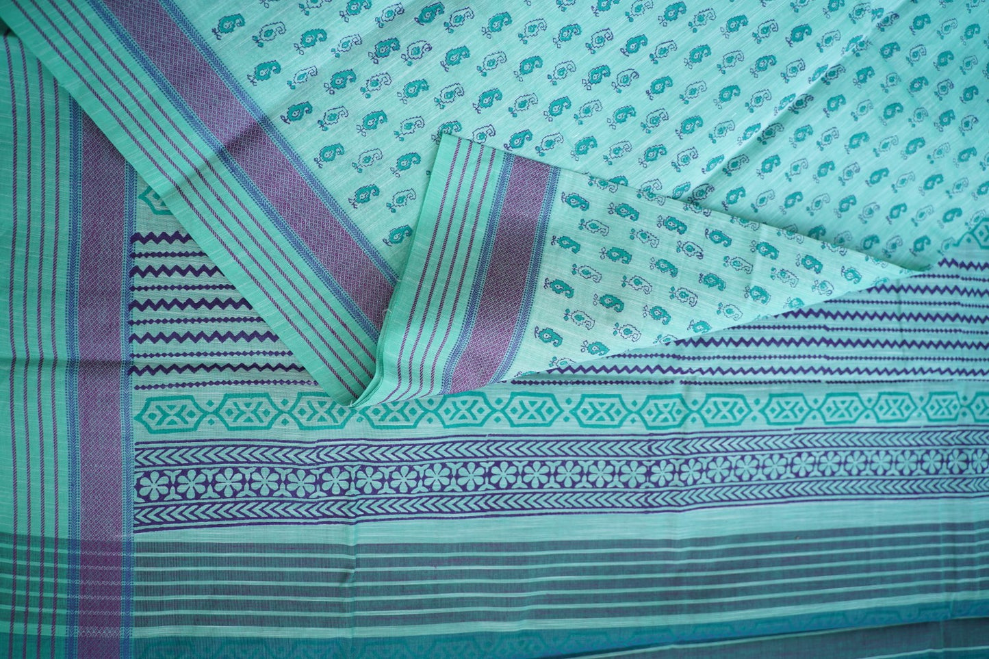 Block Printed Chettinad Cotton Saree PC15432