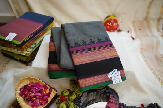Chettinad handloom Cotton Saree With Zari Border PC12666
