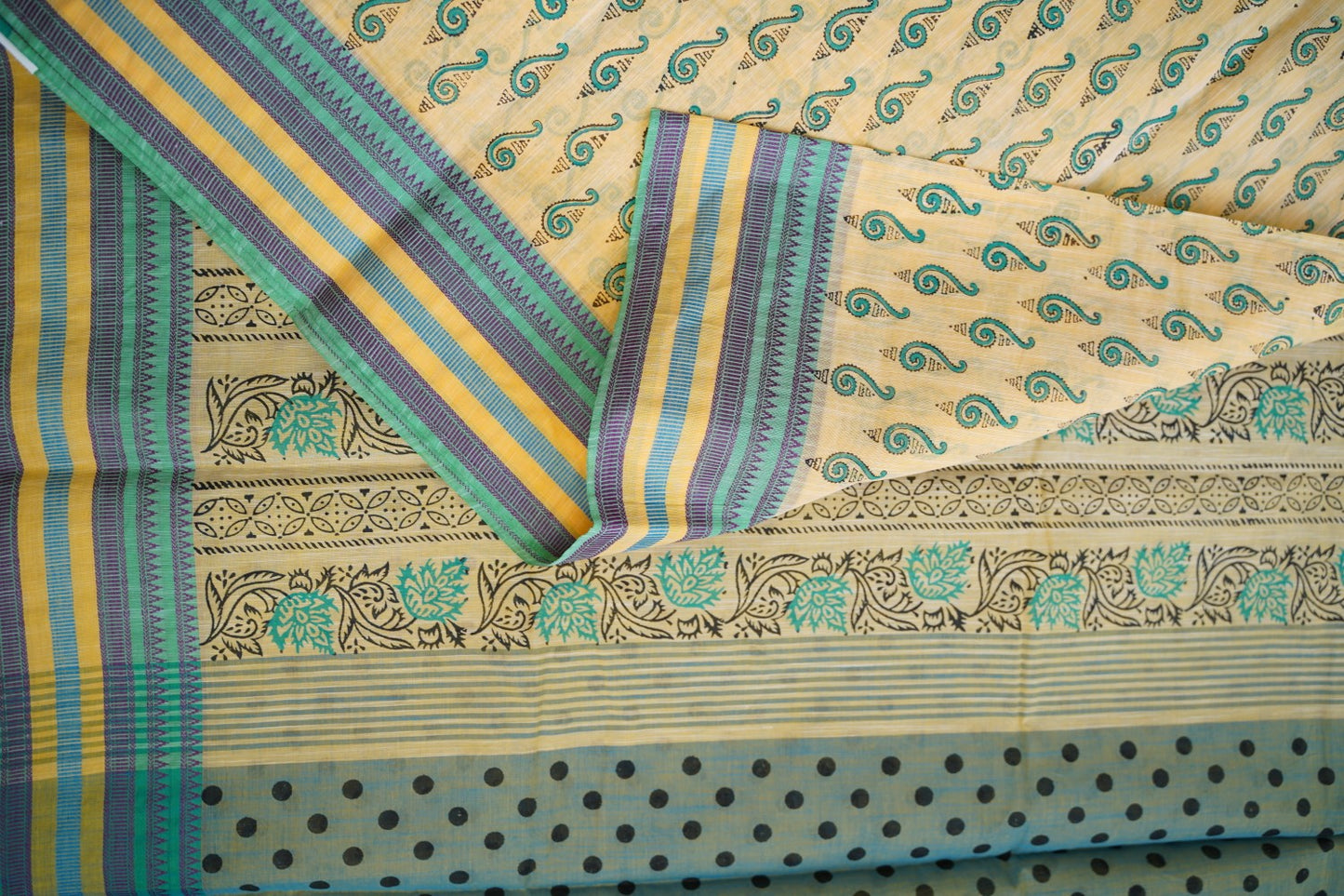 Block Printed Chettinad Cotton Saree PC15435