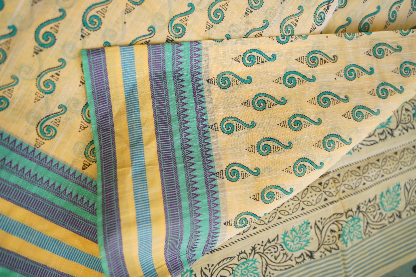 Block Printed Chettinad Cotton Saree PC15435