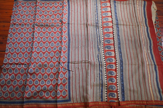 Block Printed Chanderi Saree PC15486