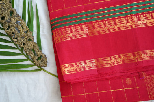 Kanchi Handloom Silk Cotton Saree-RED362