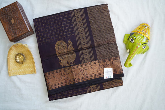 Kanchi Handloom Silk Cotton Saree PC16764[Dark Coffee Brown]