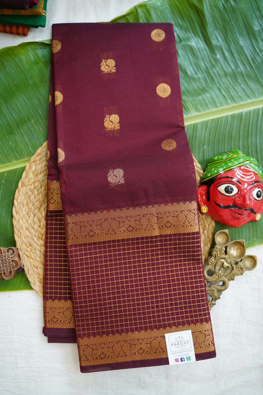 Chettinad handloom Cotton Saree PC17597[Brown]