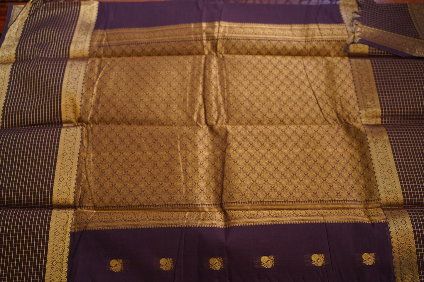 Chettinad handloom Cotton Saree PC17596[|Dark coffee brown]