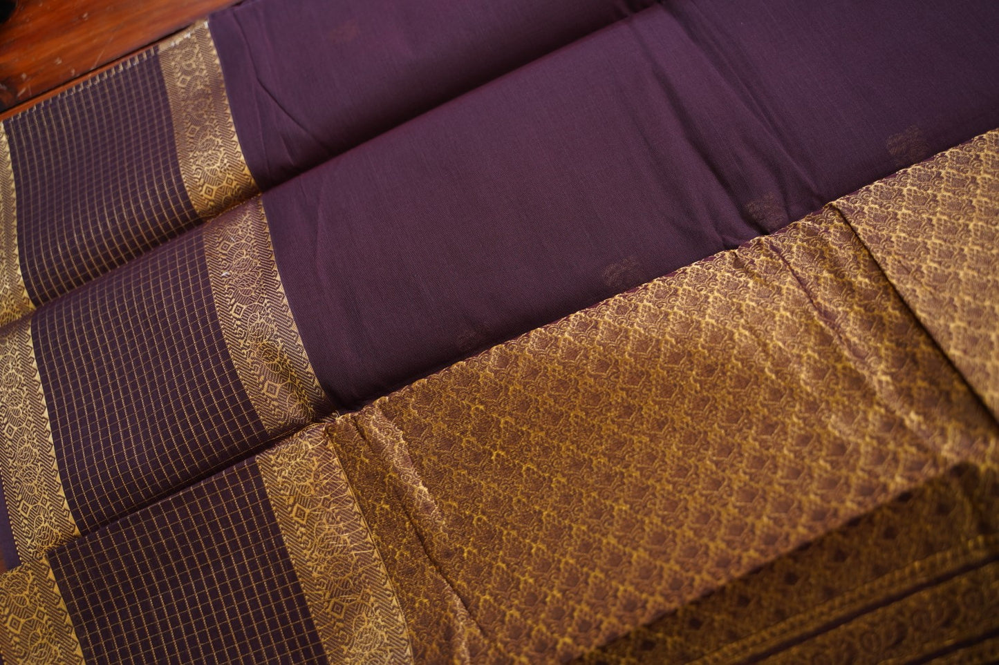 Chettinad handloom Cotton Saree PC17596[|Dark coffee brown]