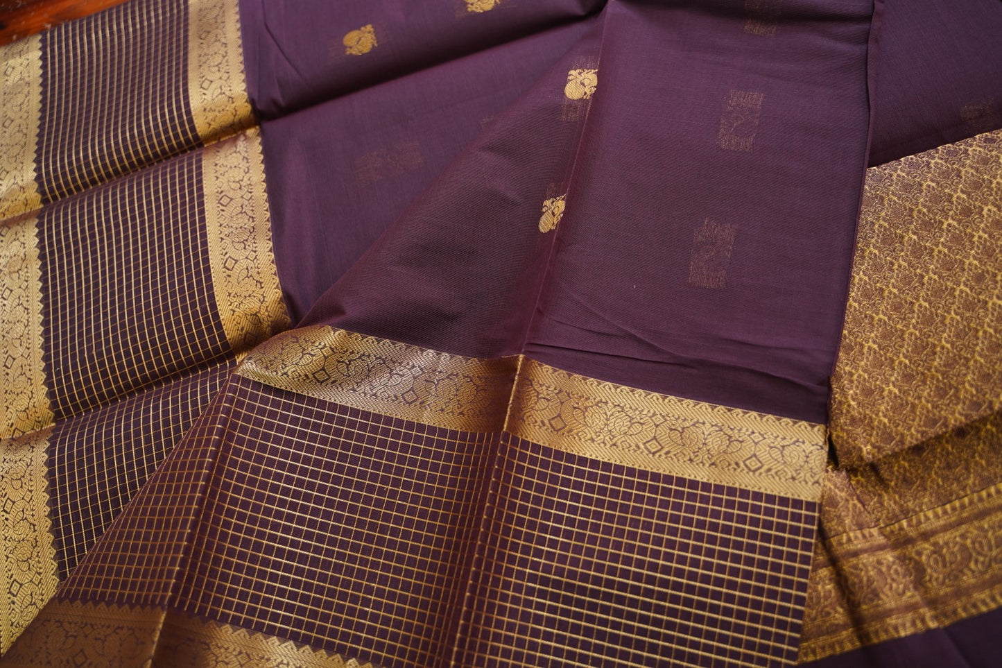 Chettinad handloom Cotton Saree PC17596[|Dark coffee brown]