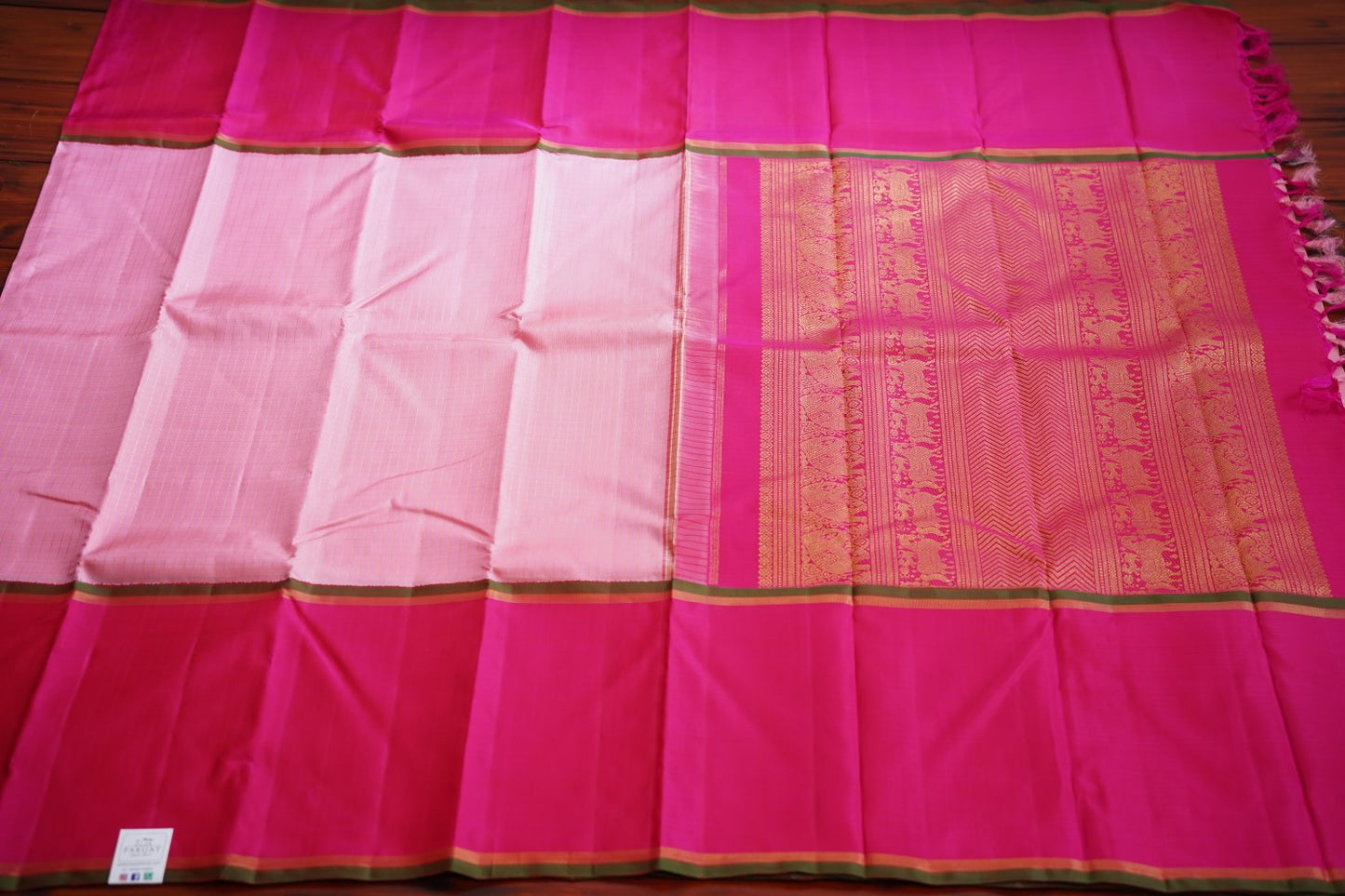 Pink Pure Kanchi Checks Silk Saree PC10612