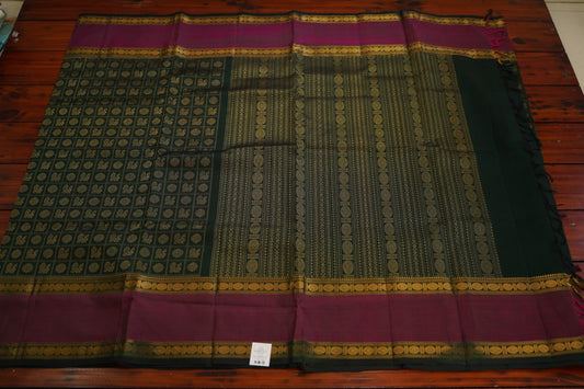 Kanchi Military green Handloom Silk Cotton Saree PC15582