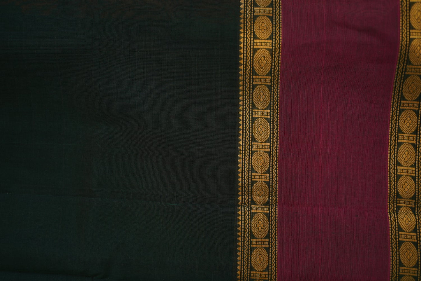 Kanchi Military green Handloom Silk Cotton Saree PC15582
