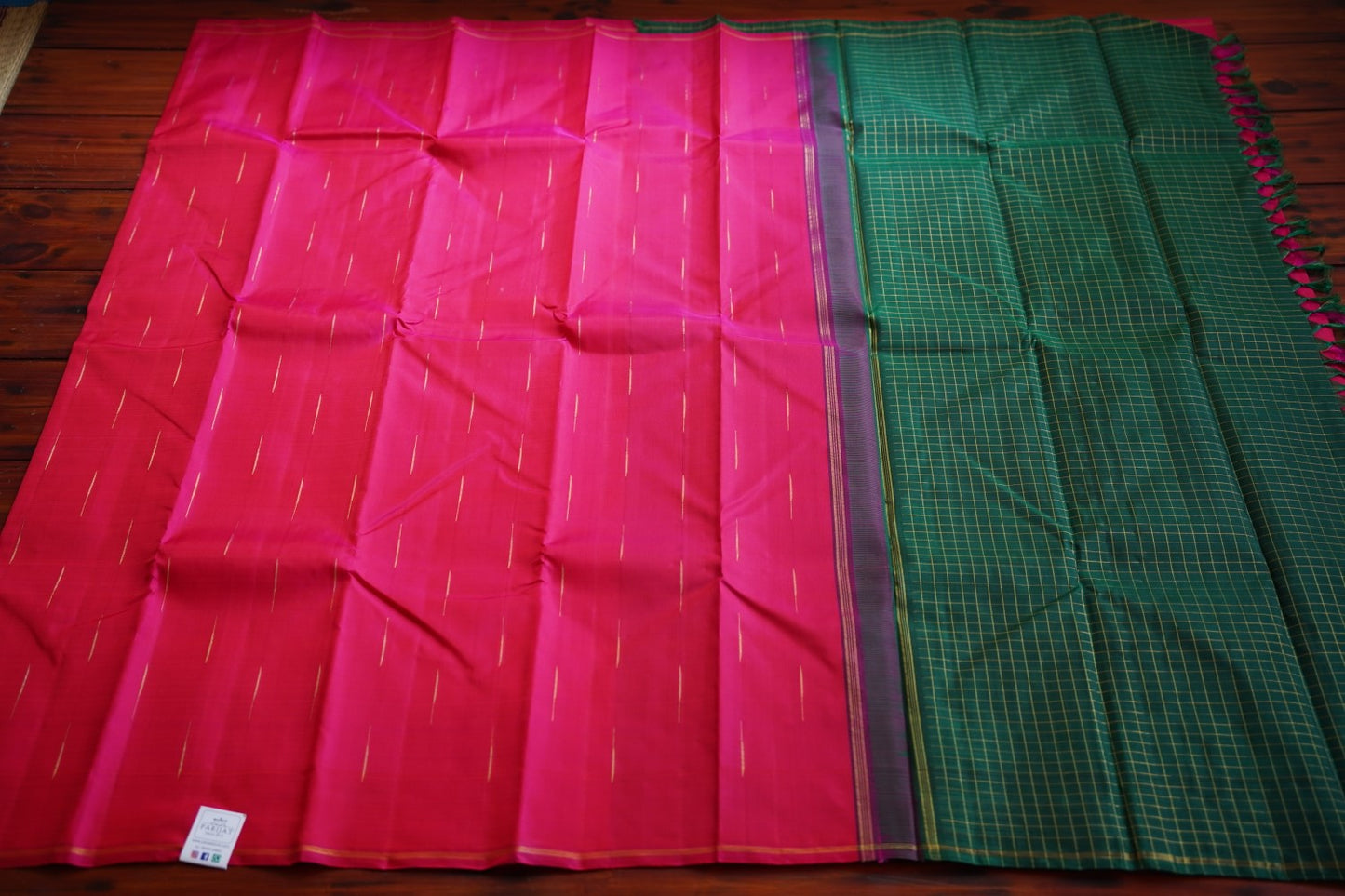 Pink mazhai thuli butta Kanchi Silk Saree PC10608