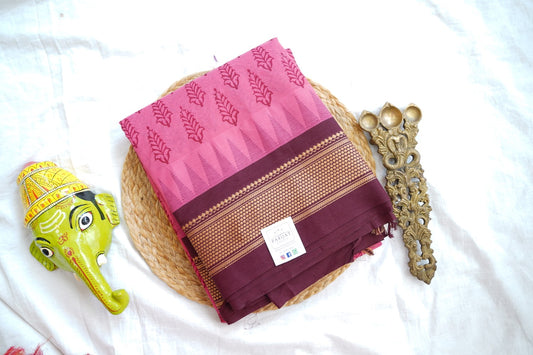 Block Printed Chettinad Cotton Saree PC17619