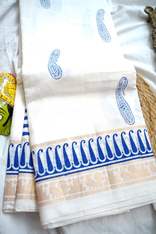 Block Printed Chettinad Cotton Saree PC17626
