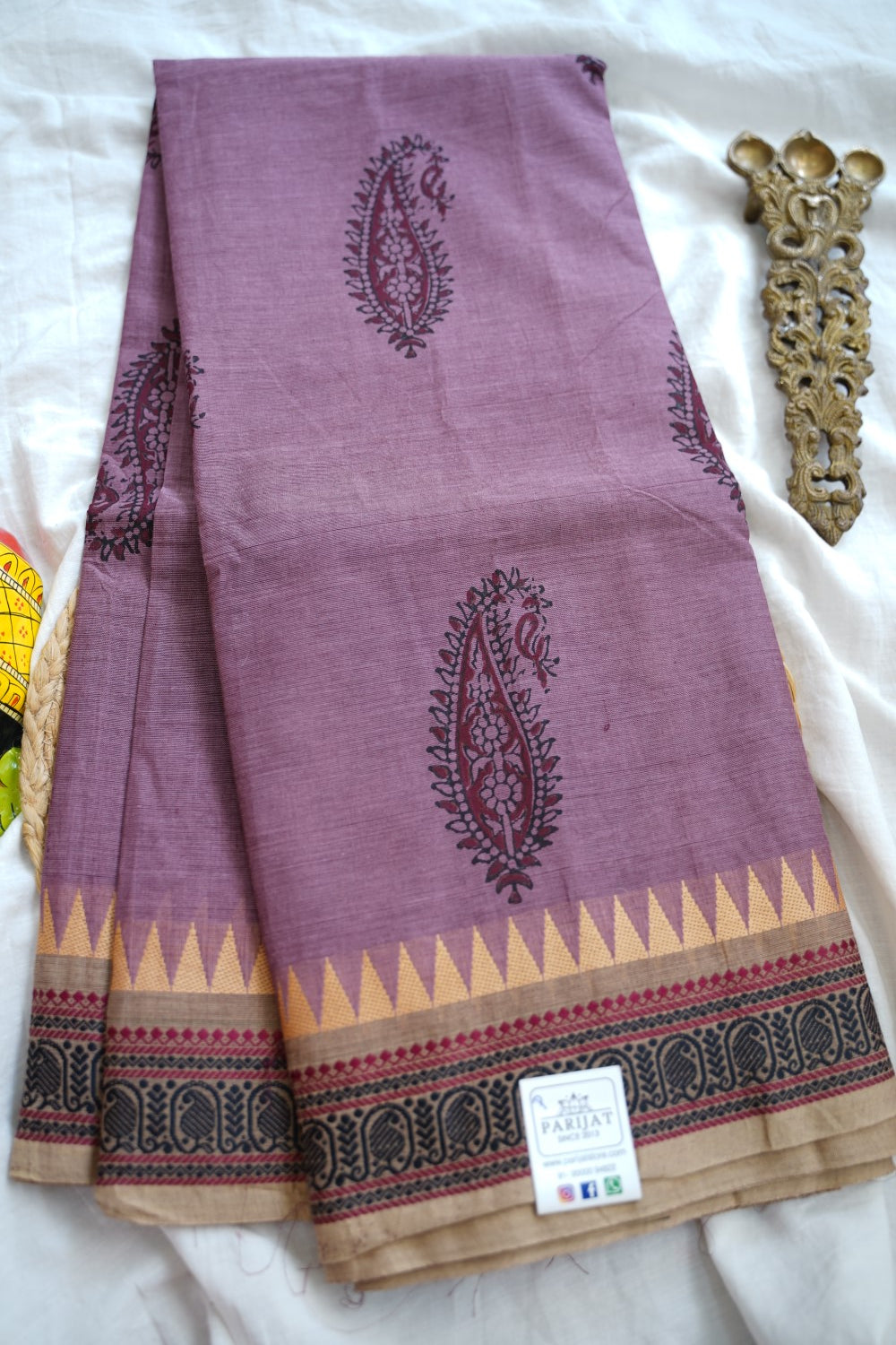 Block Printed Chettinad Cotton Saree PC17622