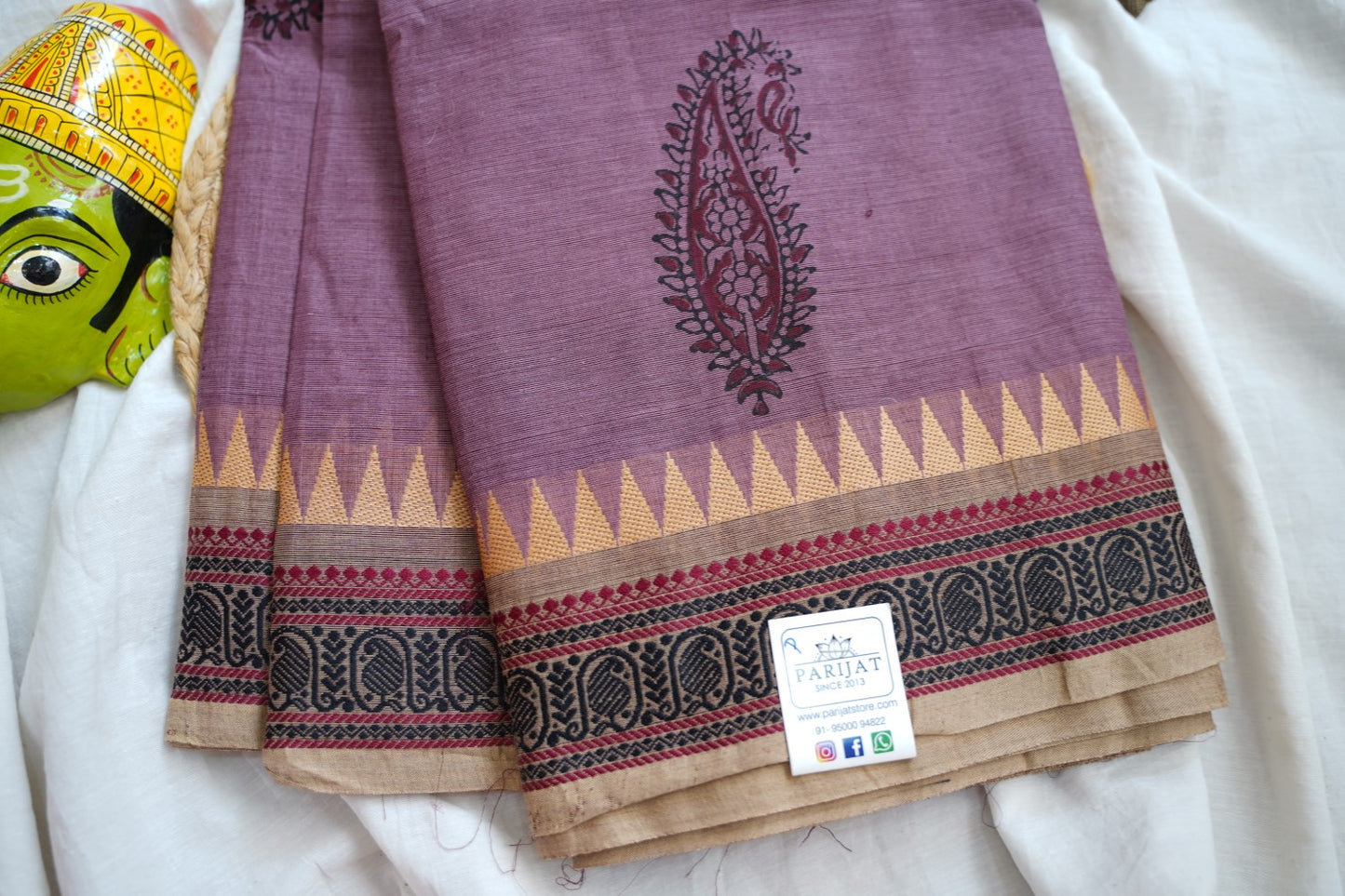 Block Printed Chettinad Cotton Saree PC17622