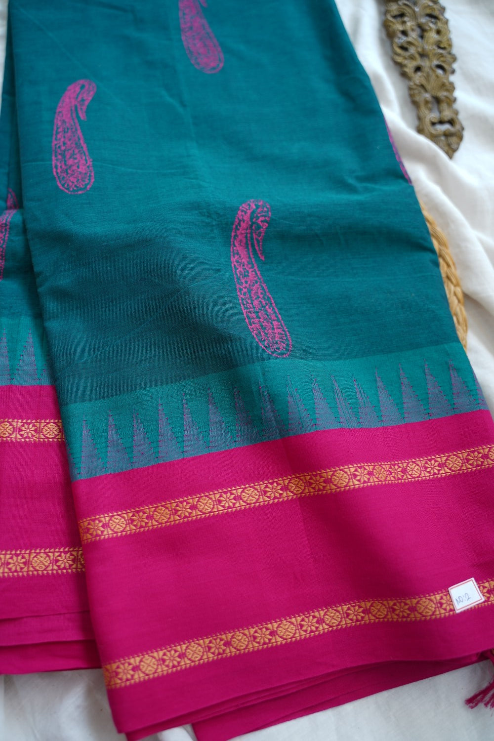 Block Printed Chettinad Cotton Saree PC17623