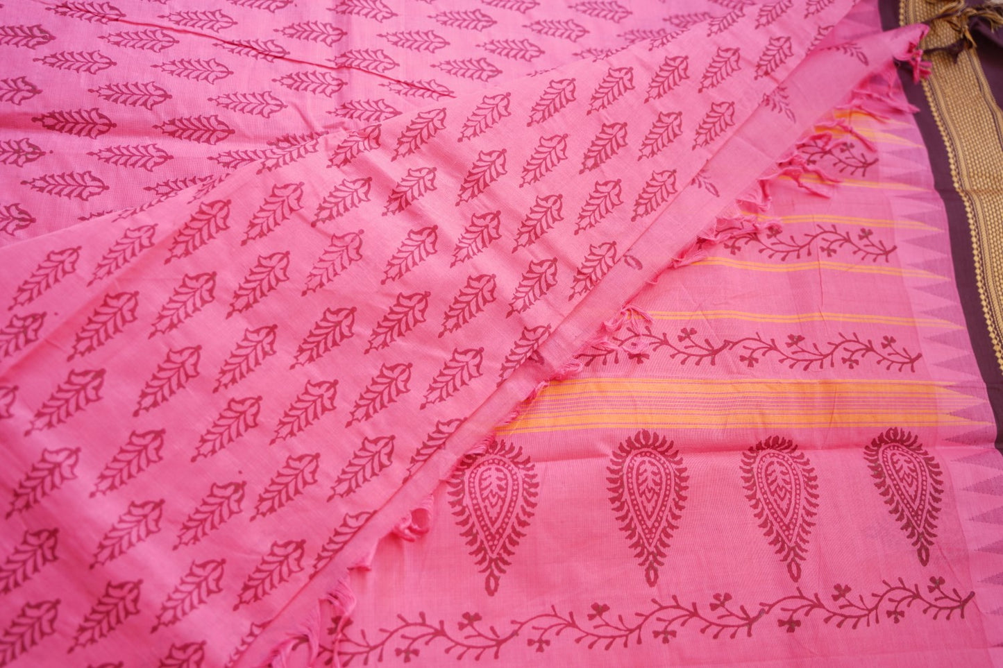 Block Printed Chettinad Cotton Saree PC17619