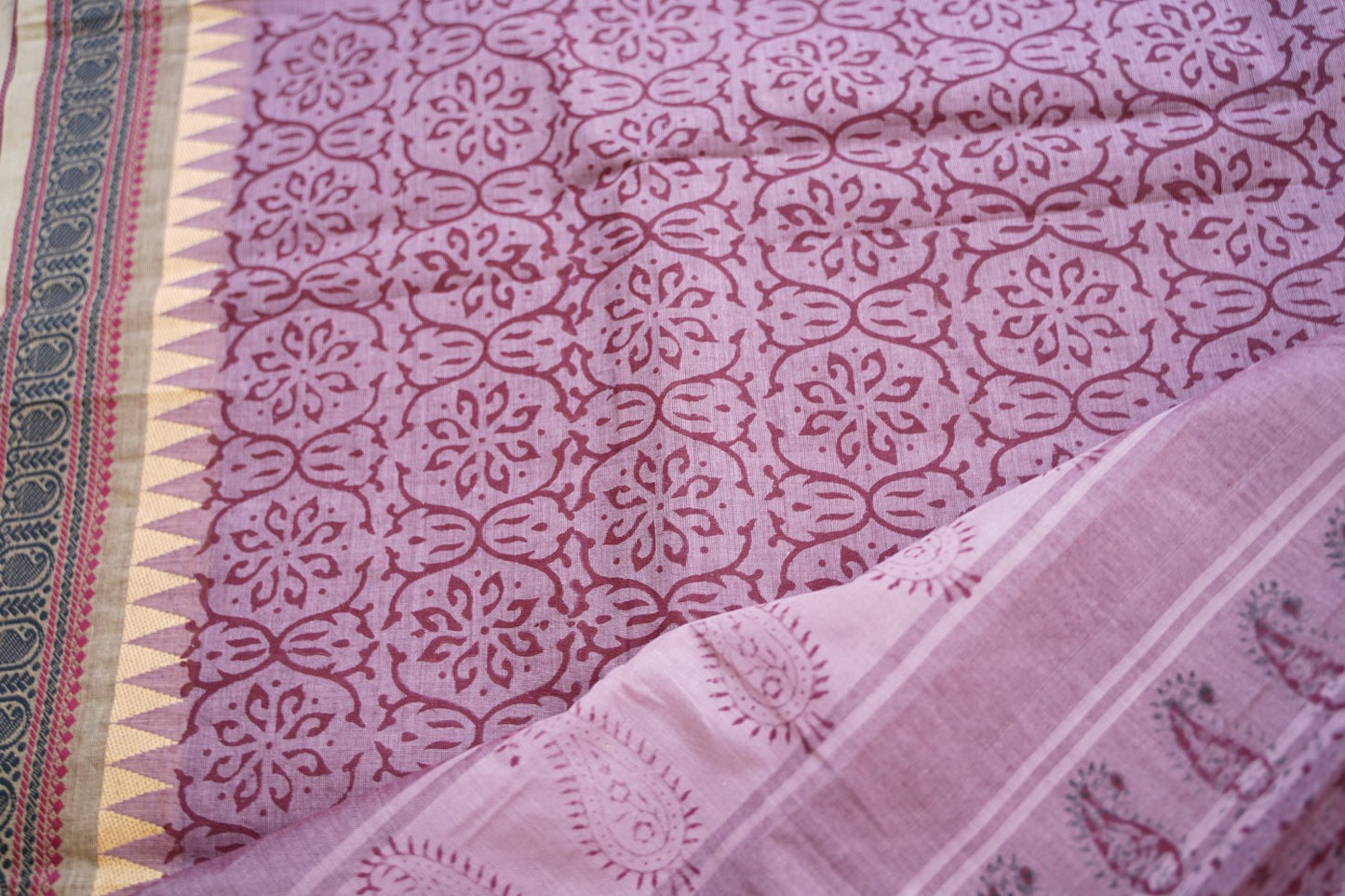 Block Printed Chettinad Cotton Saree PC17622