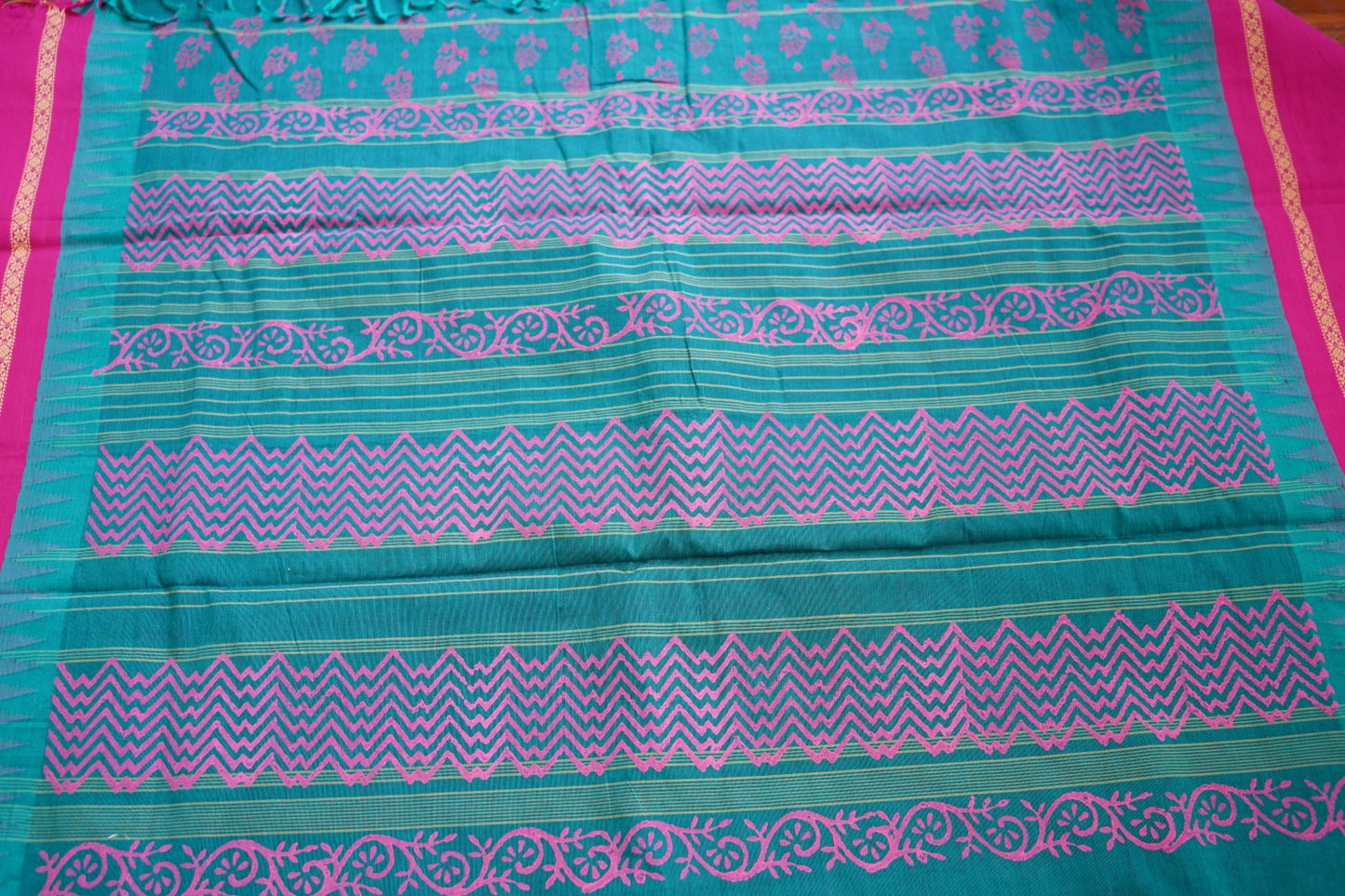 Block Printed Chettinad Cotton Saree PC17623