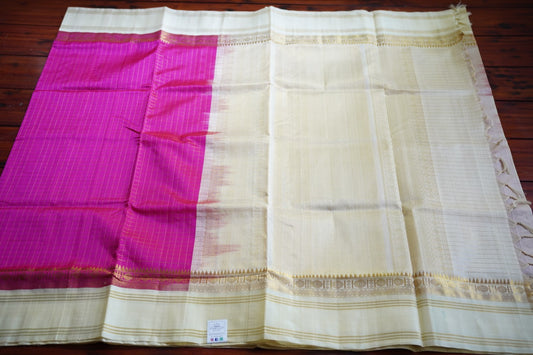 Rani Pink  Kanchi Checks  Handloom Silk Cotton Saree PC11796