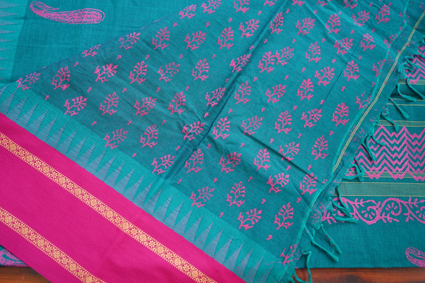 Block Printed Chettinad Cotton Saree PC17623