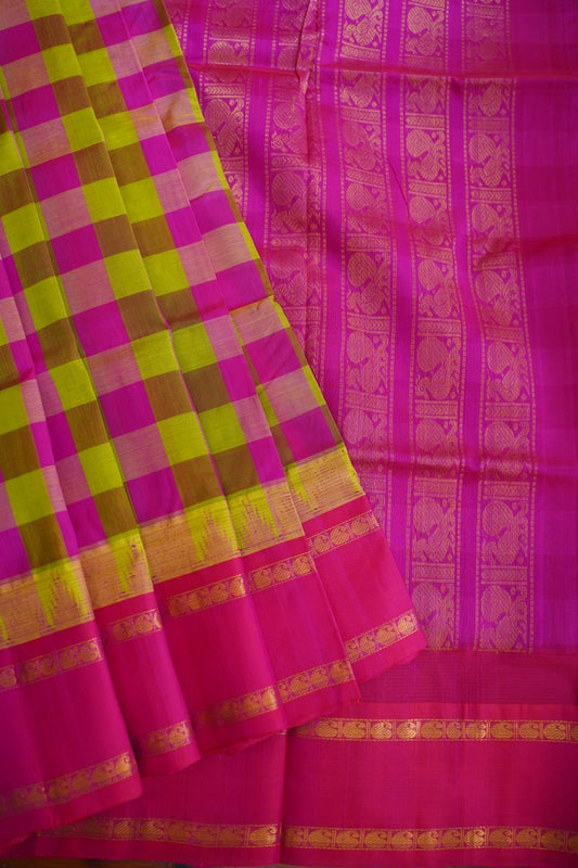 Kattam Kanchi Checks Silk Cotton Saree PC10736