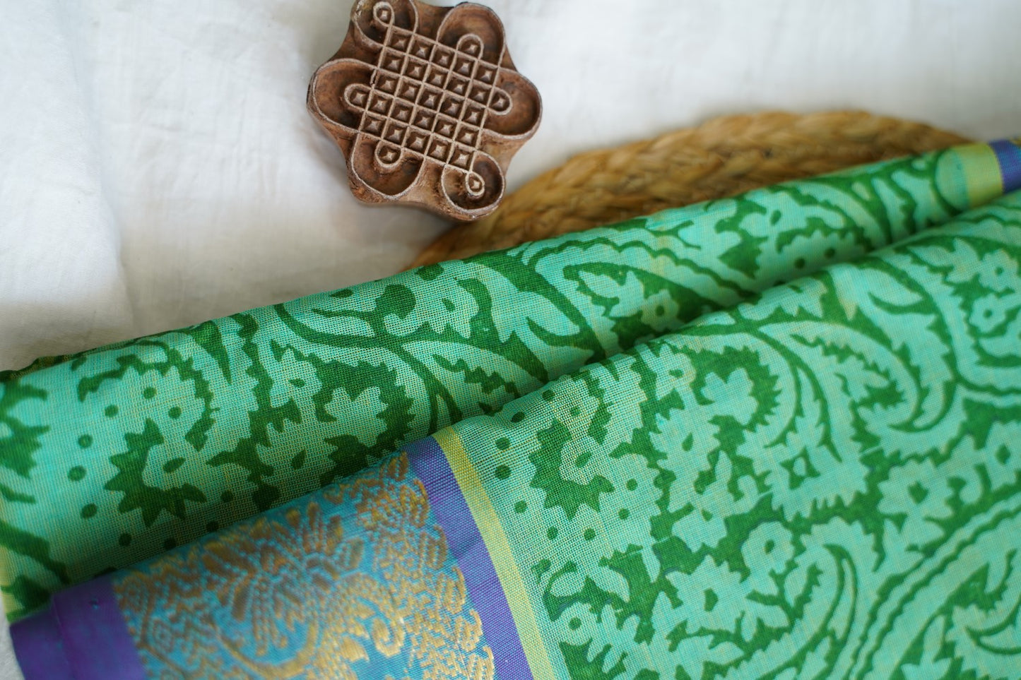 Block Printed silkcotton Saree PC17651