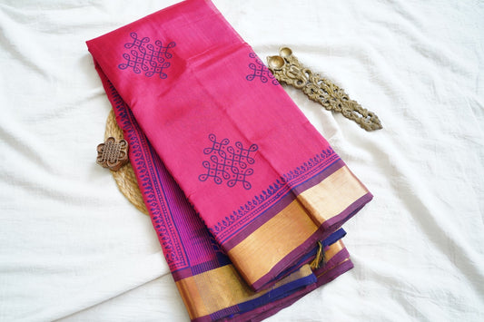 Block Printed silkcotton Saree PC17649