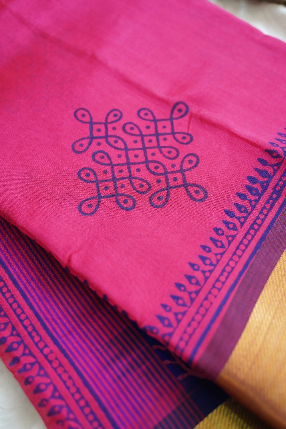 Block Printed silkcotton Saree PC17649