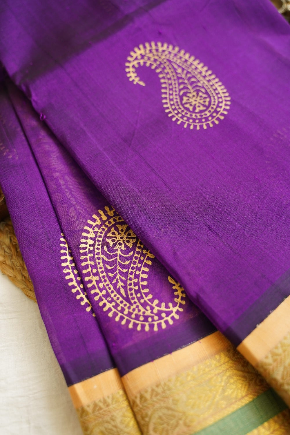 Block Printed silkcotton Saree PC17648