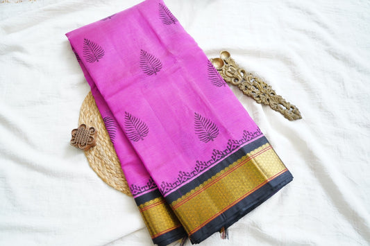 Block Printed silkcotton Saree PC17650