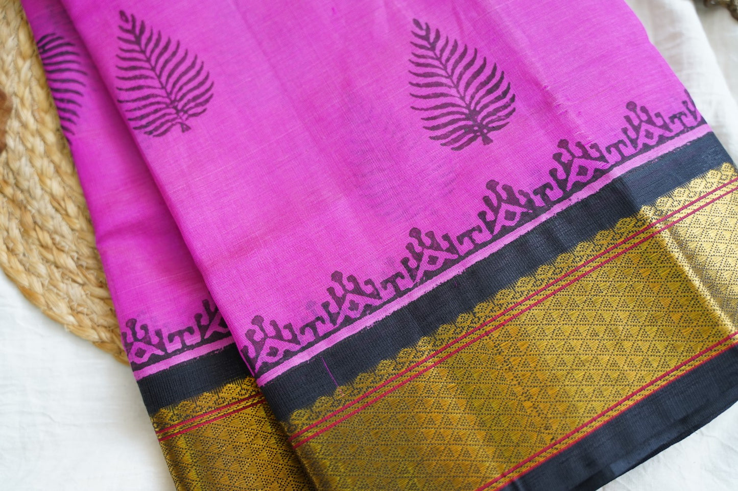 Block Printed silkcotton Saree PC17650