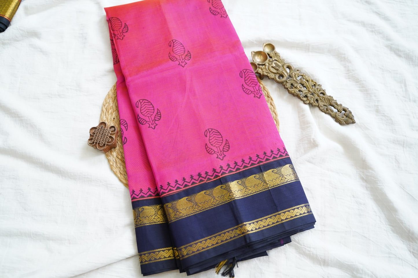 Block Printed silkcotton Saree PC17653