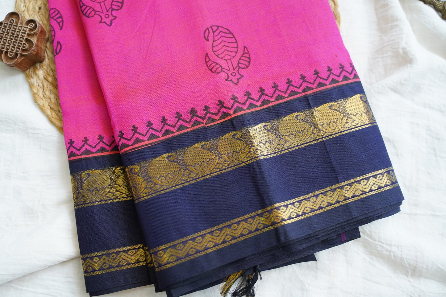 Block Printed silkcotton Saree PC17653