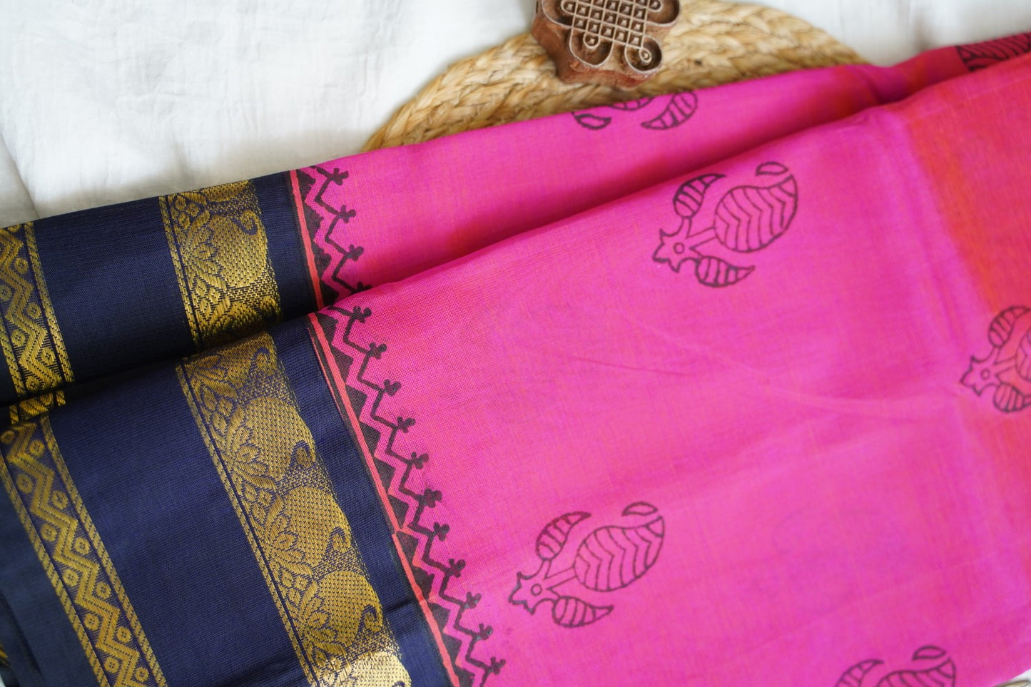 Block Printed silkcotton Saree PC17653