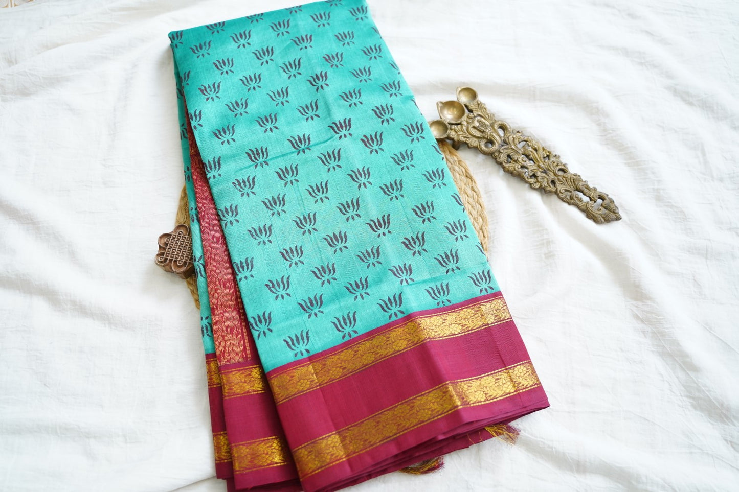 Block Printed silkcotton Saree PC17652