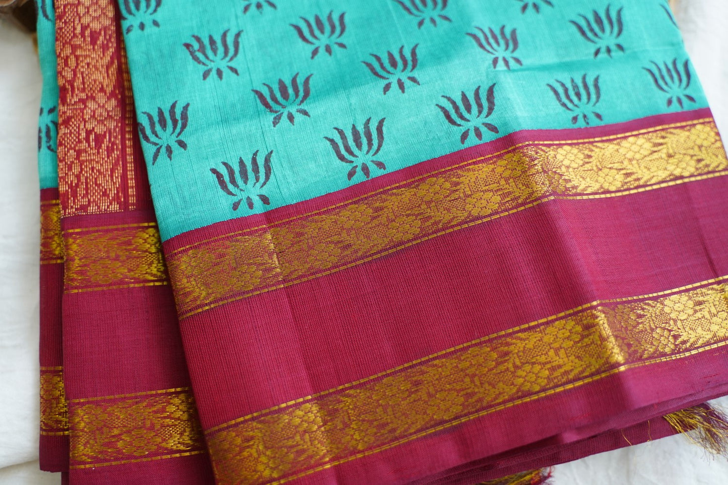 Block Printed silkcotton Saree PC17652