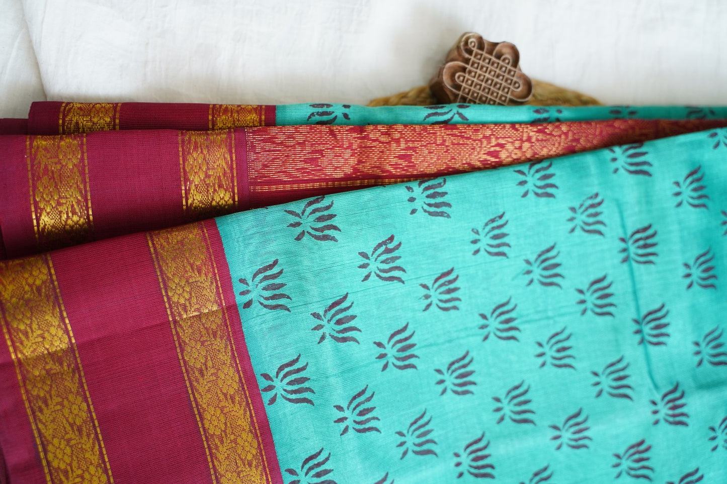 Block Printed silkcotton Saree PC17652