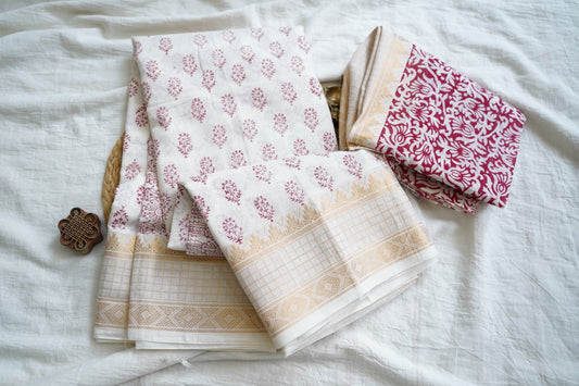 Block Printed Chettinad Cotton Saree PC17647