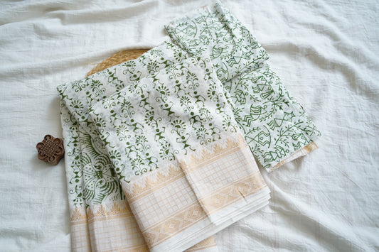Block Printed Chettinad Cotton Saree PC17645