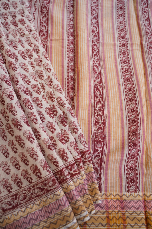 Kalamkari Organic Chettinadu  cotton saree (with blouse) PC13065