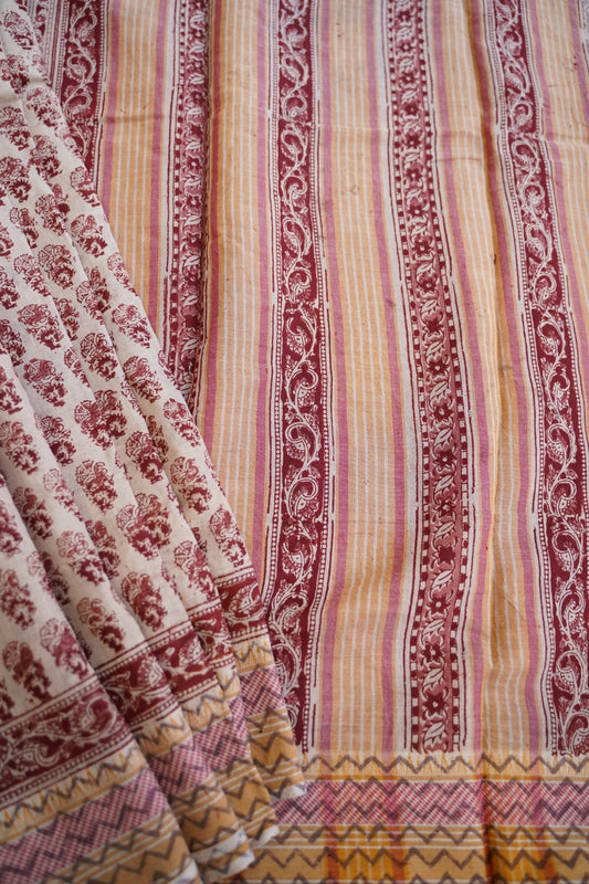 Kalamkari Organic Chettinadu  cotton saree (with blouse) PC13065