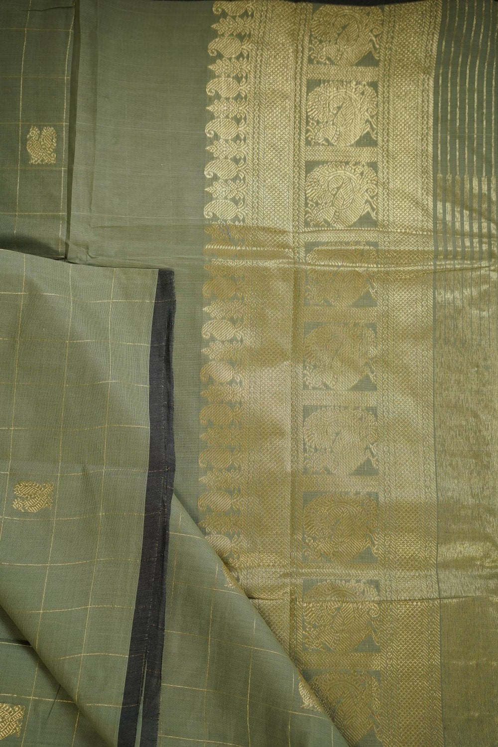 Pastel Color  Checks (Annam Buttas) Chettinad handloom Cotton Saree PC11496